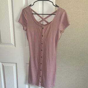 No Boundaries Mauve Button-Front Mini Dress